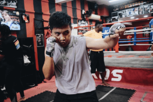 Boxer Demonstrating Precise Punching Technique