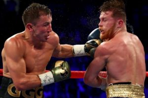  Canelo skillfully blocks an incoming attack from GGG.